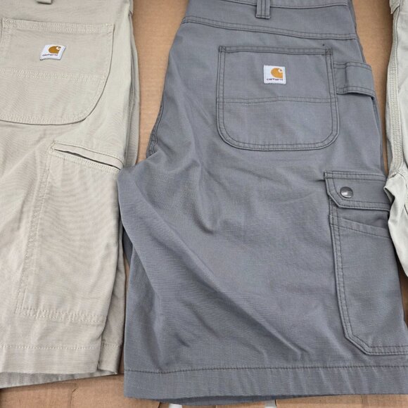 Carhartt Mens Rugged Flex Canvas Work Shorts Size 40 Relaxed Fit  Gray Khaki 3of - Picture 2 of 16